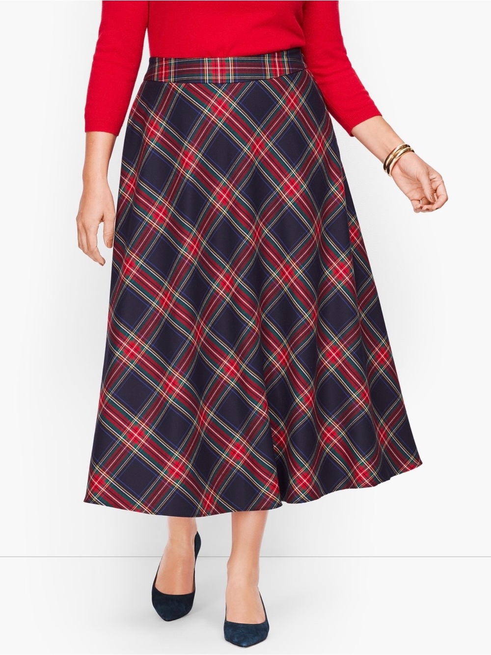 Talbots Classic Plaid Midi Skirt